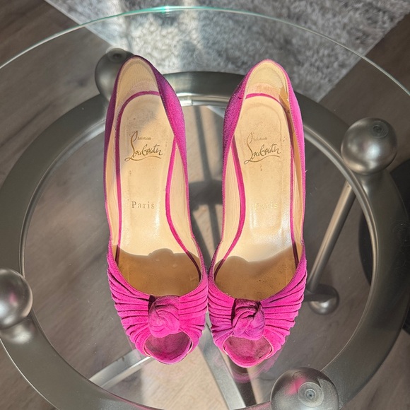 Christian Louboutin Fuchsia Peep-Toe Heels 80mm - Picture 2 of 4